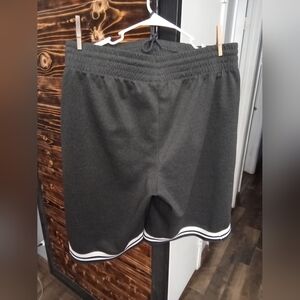 Men's Black Athletic Shorts with Contrast White Stripe Hem